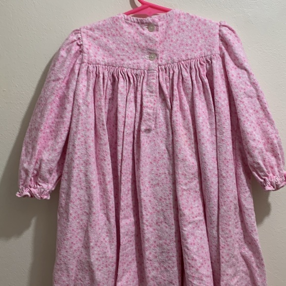 Toddler Girls smocked puffy sleeve Star print flannel cottage core prairie gown - Picture 4 of 9